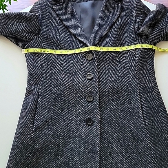Cinzia Rocca wool/silk/angora grey and black herringbone coat - Picture 6 of 14